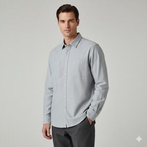 UNTUCKit Fit by DXL Men's 3XLT Flannel Grey Herringbone Long Sleeve Cotton Shirt